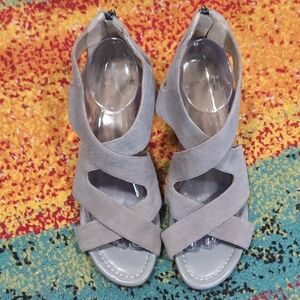 Donald J. Pliner Gray Sandals with Crisscross Straps